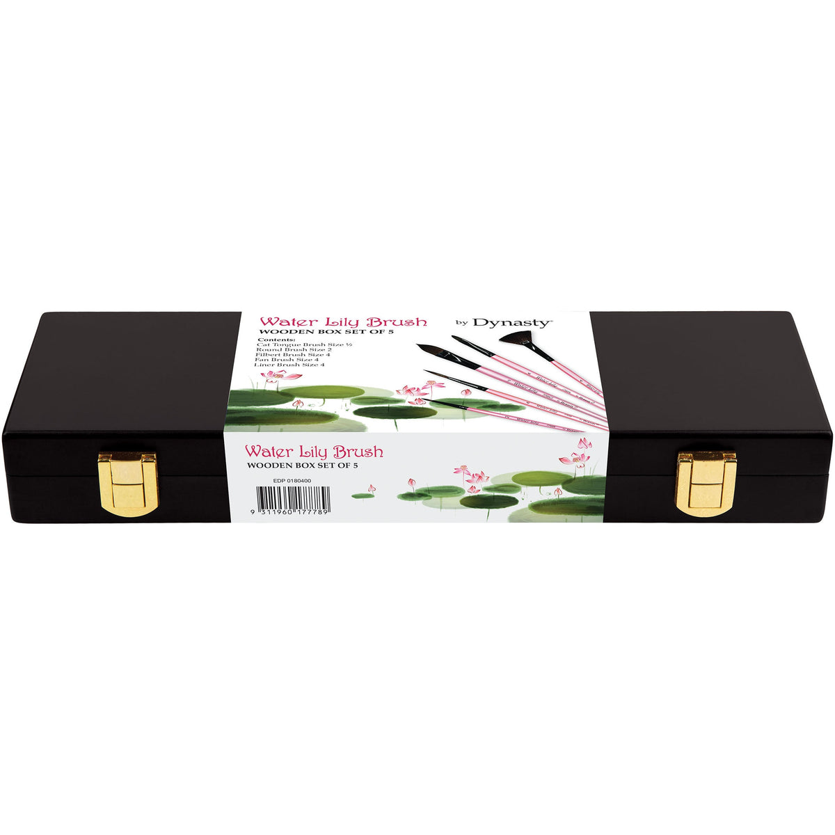 Dynasty Water Lily Brush Wooden Box Set of 5 Default Title