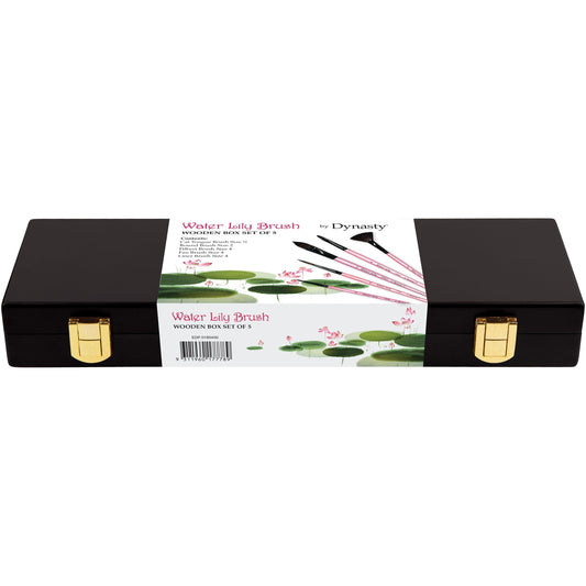 Dynasty Water Lily Brush Wooden Box Set of 5 Default Title