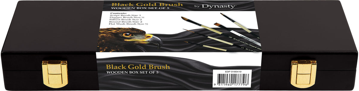 Dynasty Black Gold Brush Wooden Box Set of 5