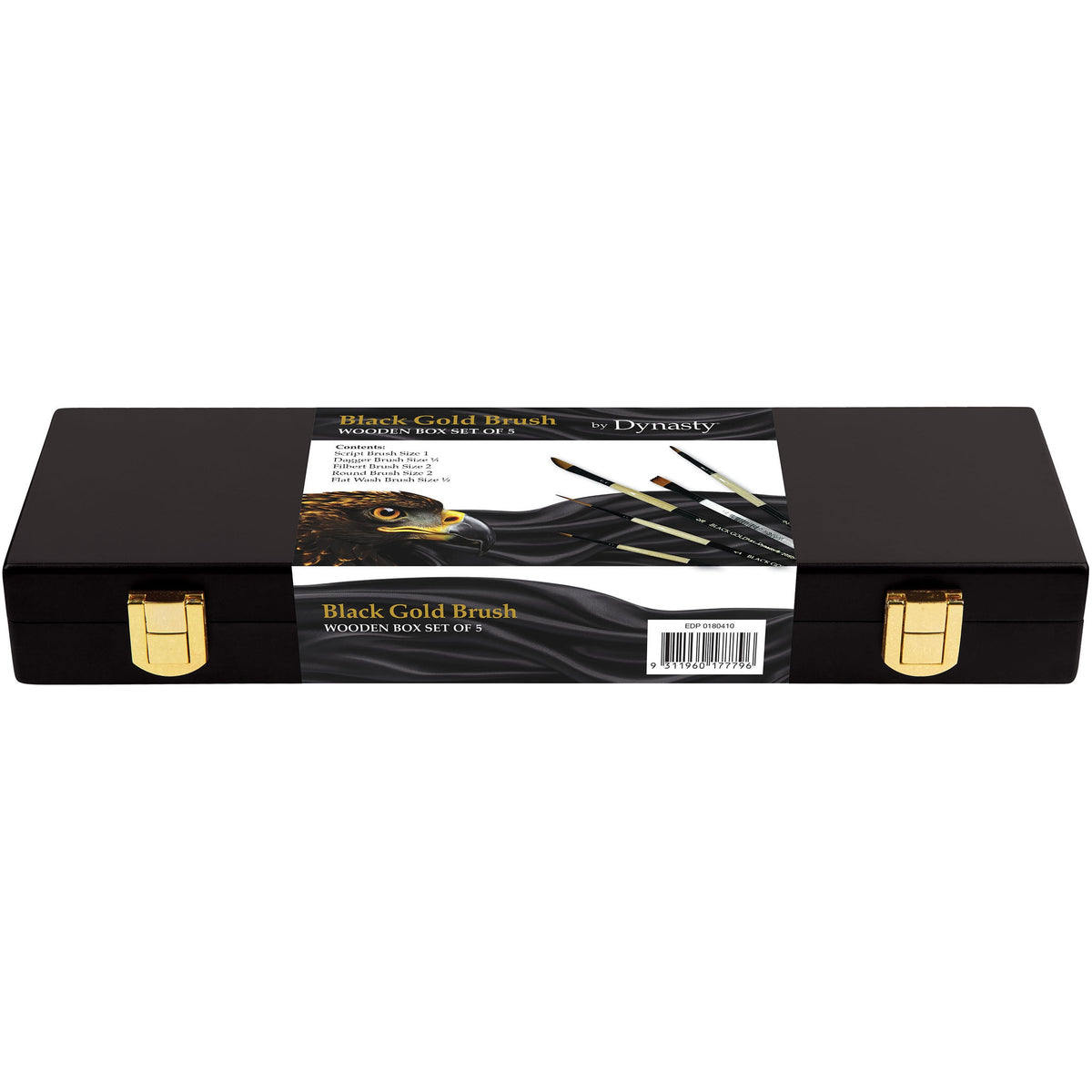 Dynasty Black Gold Brush Wooden Box Set of 5 Default Title