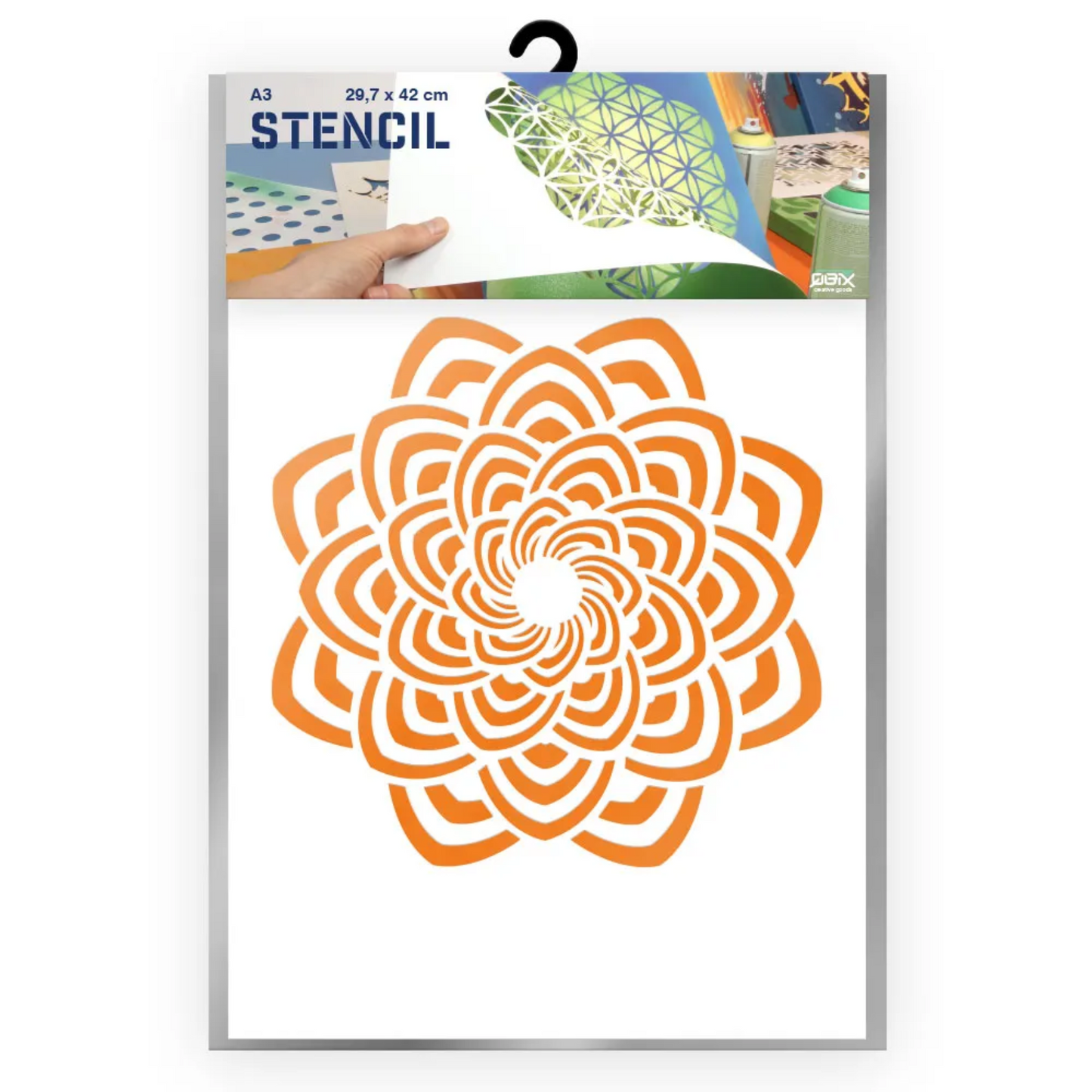 QBIX A3 1 Layer Mandala Stencil Mandala 9