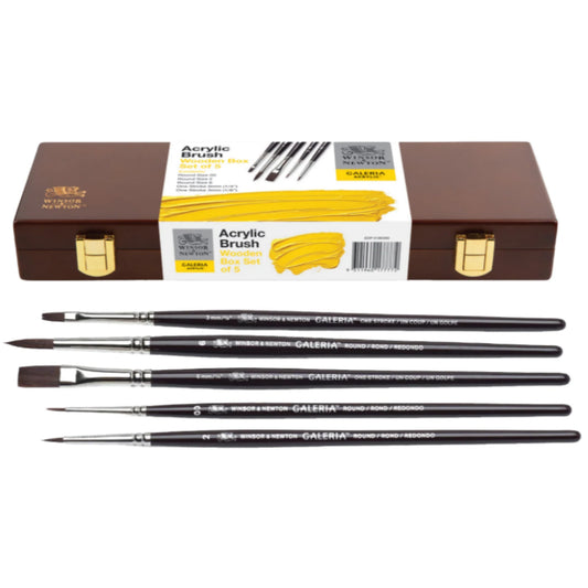 Winsor & Newton Heritage Galeria Acrylic Brush Wooden Box Set image 1