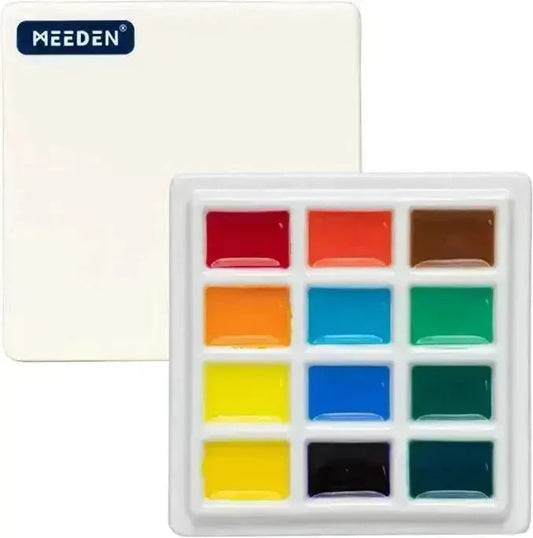 MEEDEN Porcelain Palette 12 Well 9cm Square + Lid Default Title