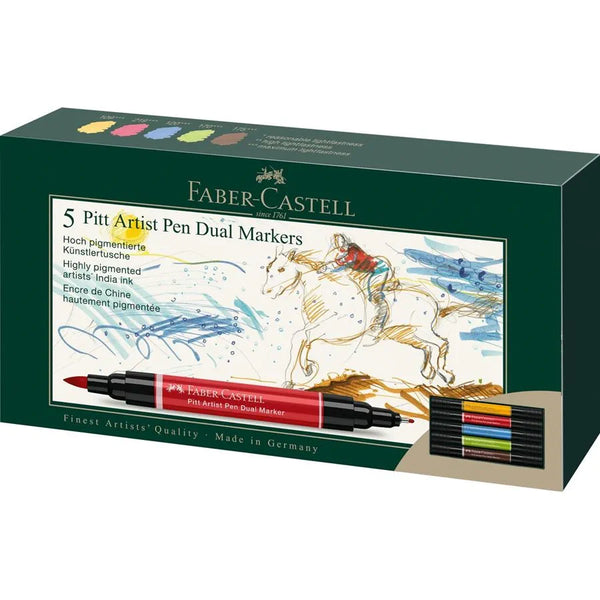 Faber-Castell Pitt Artist Pen DUAL Marker wallet of 5