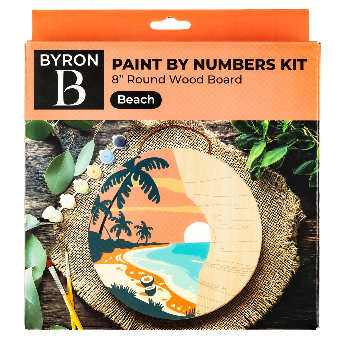 Byron Paint By Numbers 8 Inch Round Wood - Beach