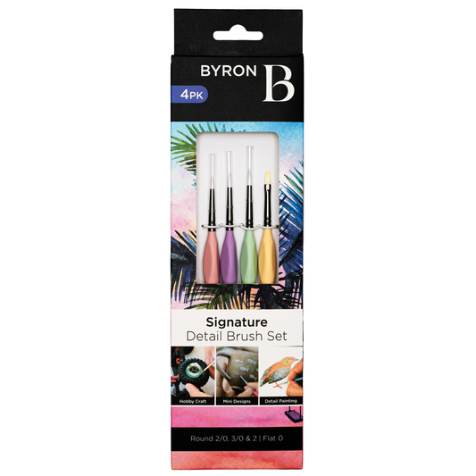 Byron Pastel Detail Brush Set 4pc - Signature: Round 2/0, 3/0, 2 and Flat 0