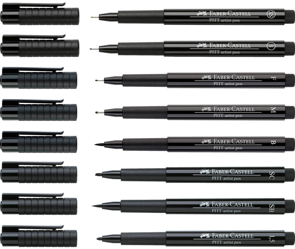 Faber-Castell Pitt Artist Pen Black Pack of 8 image 3