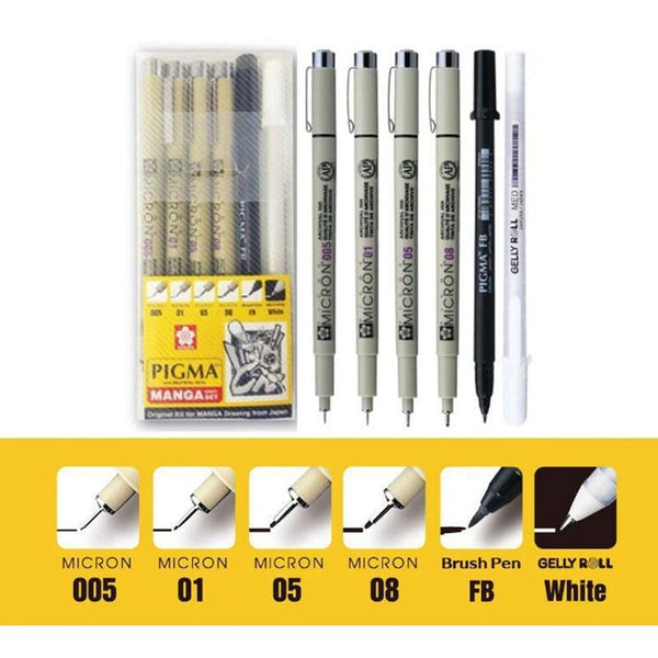 Sakura Pigma Manga Basic 6 Pen Set