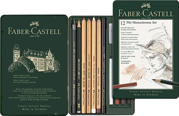 Faber-Castell Pitt Mixed Media Monochrome Tin of 12