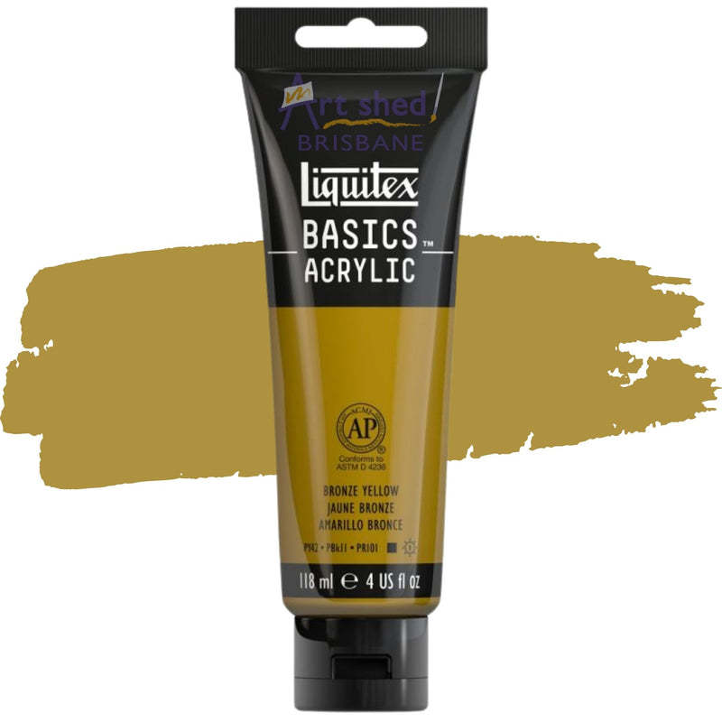 Photo of Liquitex BASICS Acrylic 118ml in colour Bronze Yellow, sold by Art Shed Brisbane.