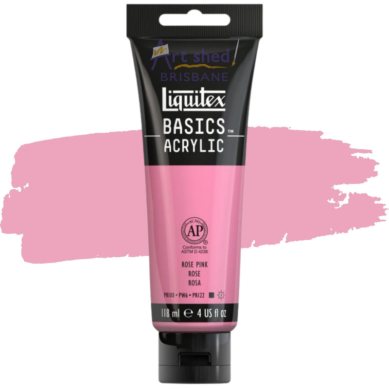 Photo of Liquitex BASICS Acrylic 118ml in colour Rose Pink, sold by Art Shed Brisbane.