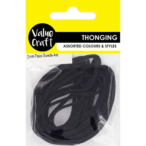 Arbee Suede Thonging 2mm Black 4m Default Title