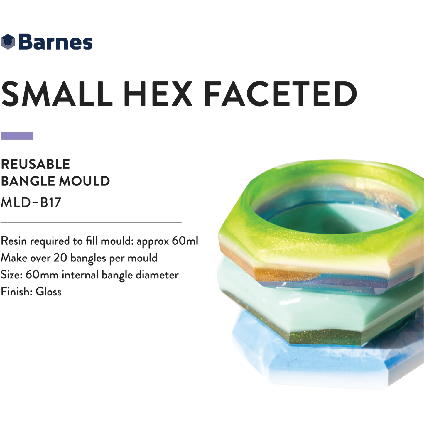 Barnes Small Bangle Mould - HEX Faceted Default Title