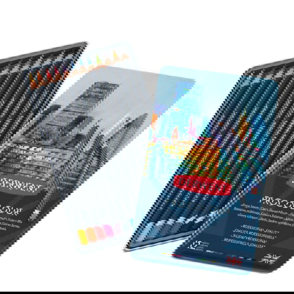 Derwent Procolour Pencils Tin of 12 Assorted