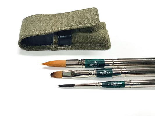 Escoda Travel Brush Synthetic Set of 3 - Green Default Title