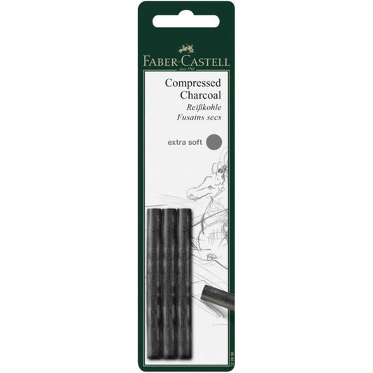Faber-Castell Compressed Charcoal set of 3 Extra Soft
