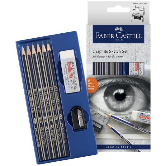 Faber-Castell Graphite Sketch Set Pencils Sharpener Eraser Default Title