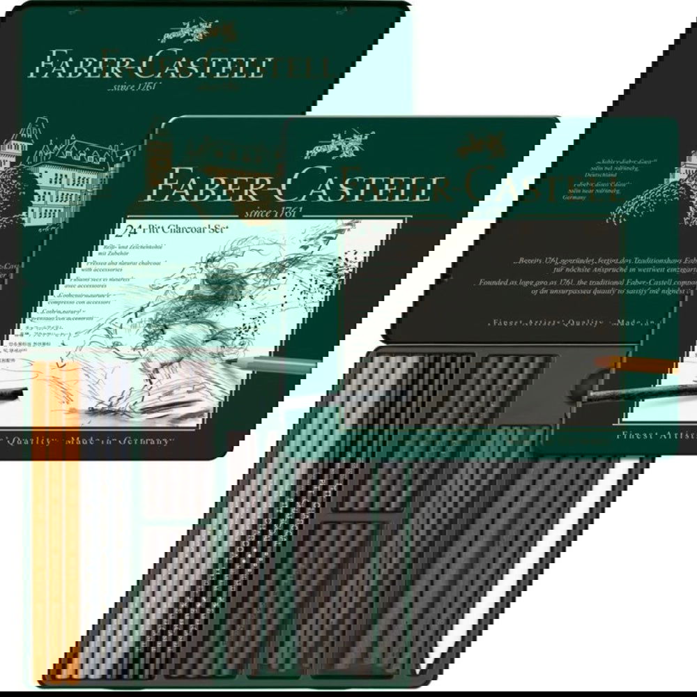Faber-Castell Pitt Mixed Media Charcoal Tin of 24