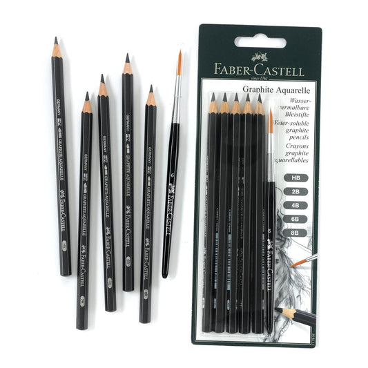 Faber-Castell Aquarelle Graphite Pencils x 5 + Brush Default Title