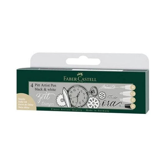 Faber-Castell Pitt Artist Pen Black + White Pack of 4 Default Title