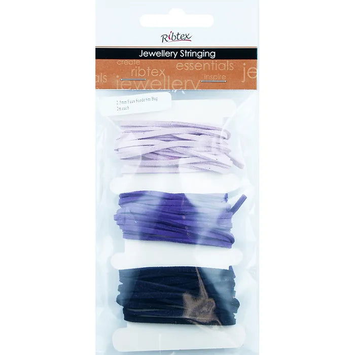 Faux Suede Thonging 2.5mm 6m/bag 2m each Purples Default Title