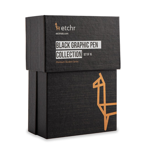 ETCHR Black Graphic Pen Collection Set of 16