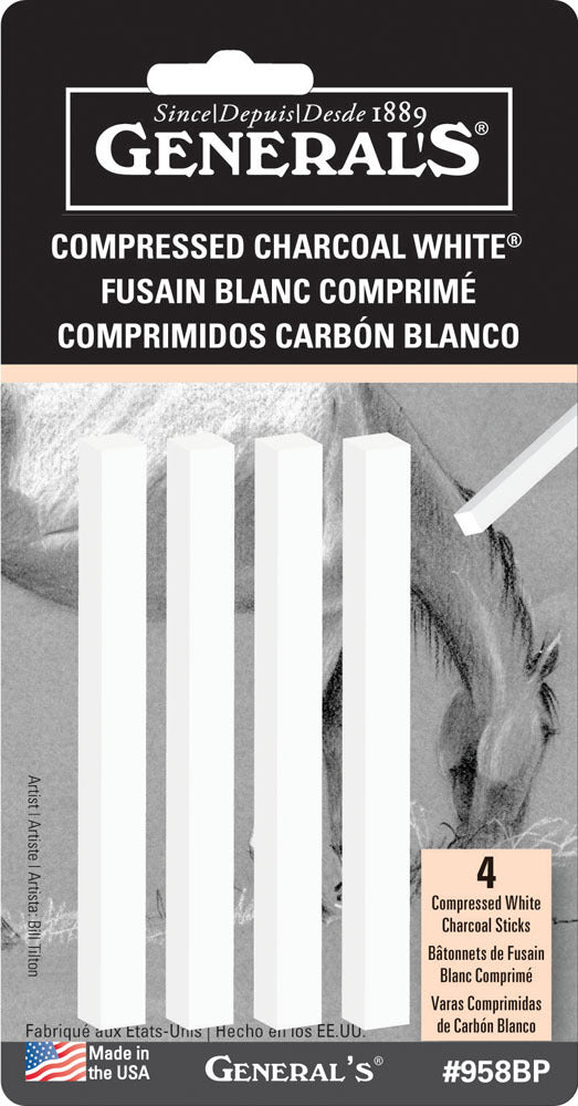 Generals Compressed Charcoal Sticks 4 Assorted Whites Default Title