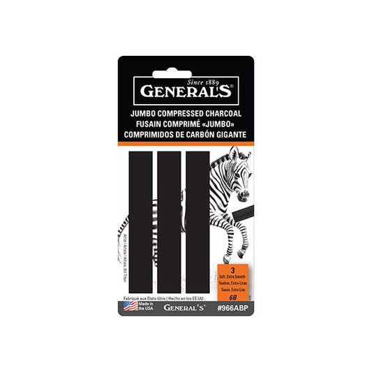 Generals Jumbo Compressed Charcoal Pack of 3 Grades Default Title