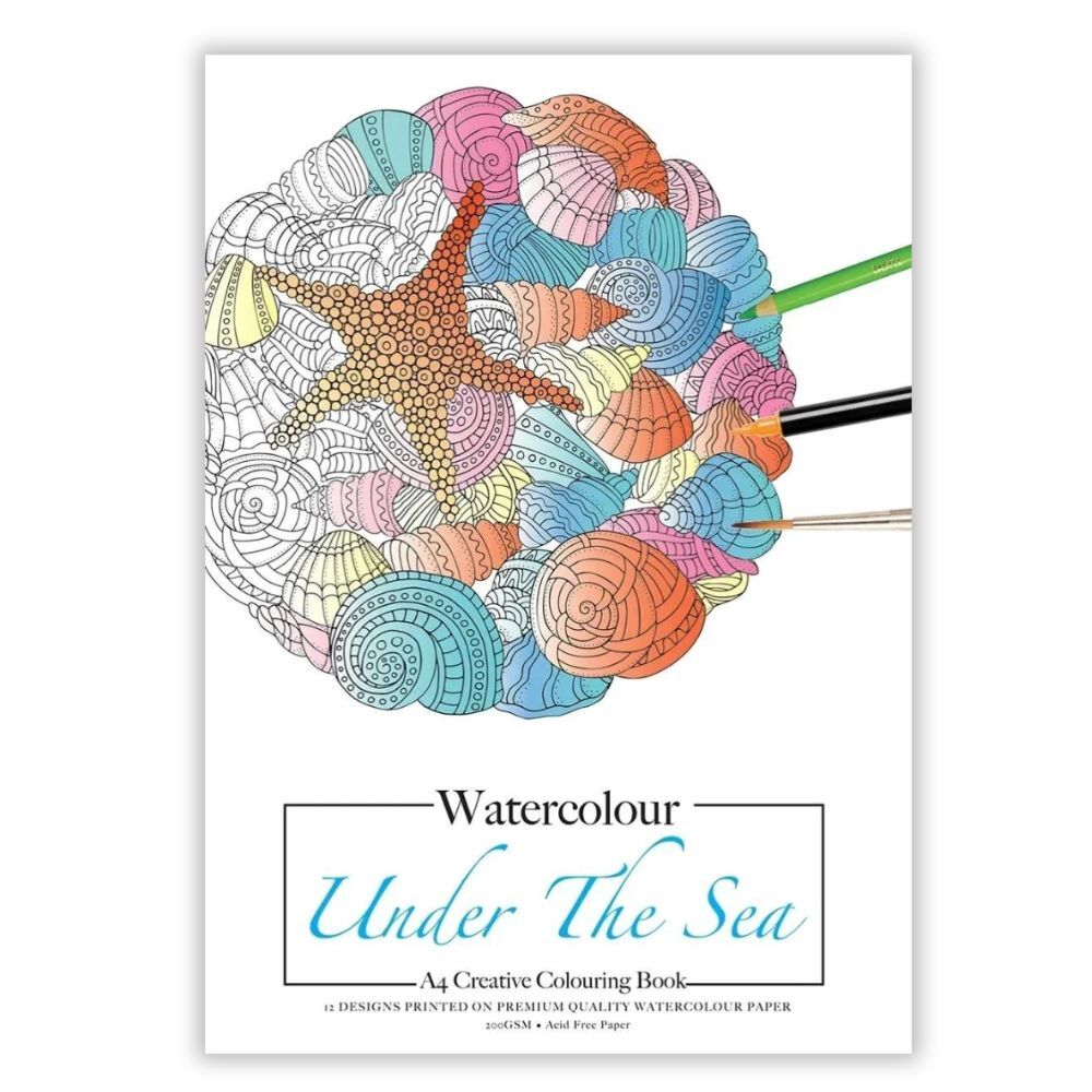 Jasart A4 Colouring Watercolour Book - Under the Sea image 1