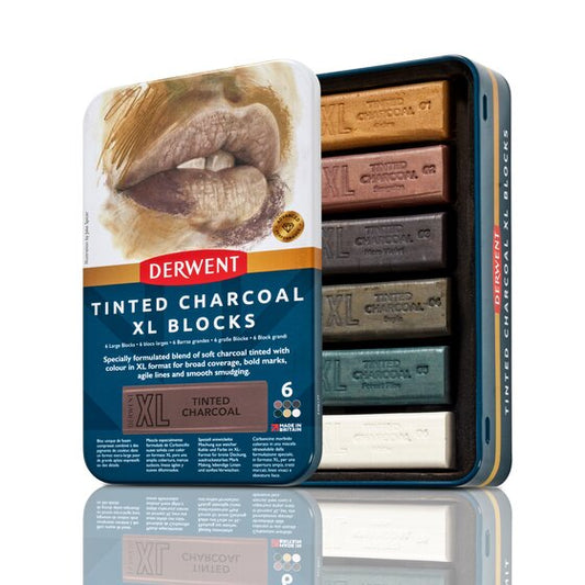 Derwent Tinted Charcoal XL Blocks Tin of 6 Default Title