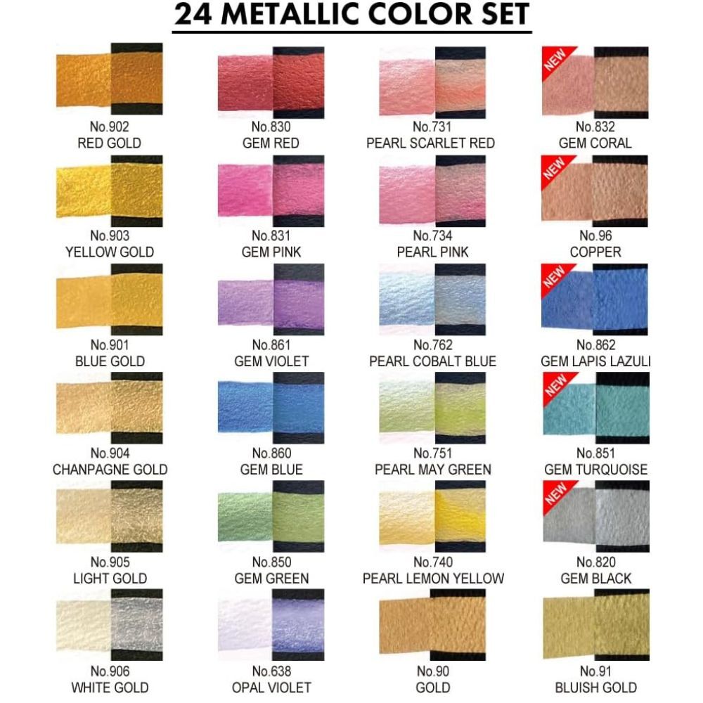 Kuretake Gansai Tambi Watercolours - 24 Metallic Colours