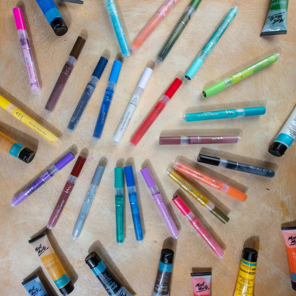 Mont Marte Acrylic Paint Pens Broad Tip in case 24pc