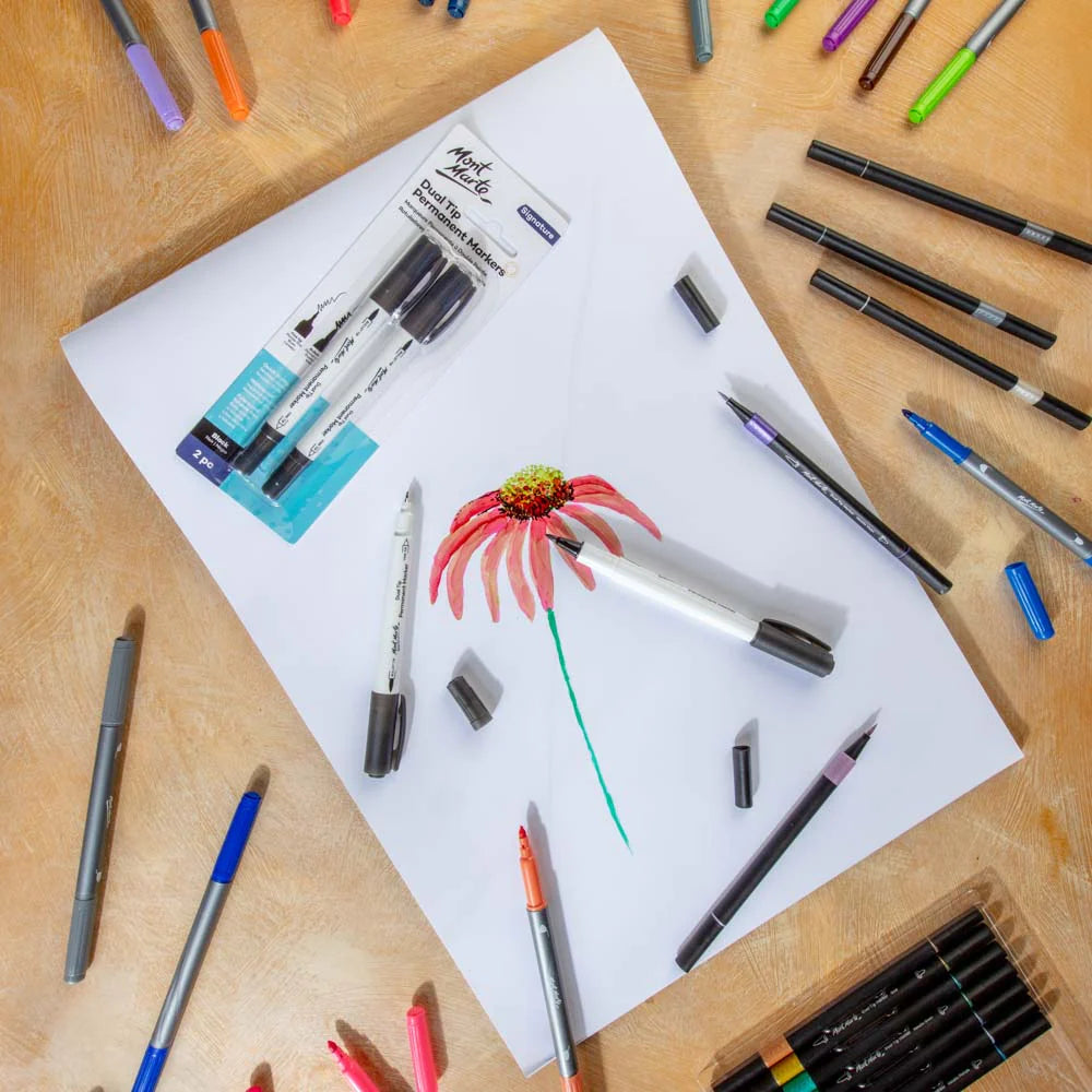 Mont Marte Permanent Markers Black 2pc