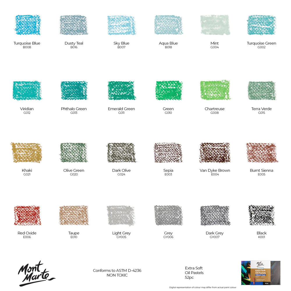 Mont Marte Extra Soft Oil Pastels Vibrant Hue 52pc image 11