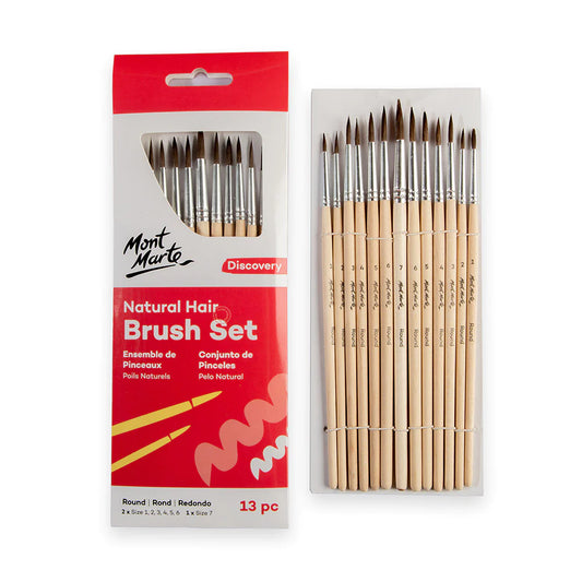 Mont Marte Natural Hair Round Brush Set 13pc Default Title