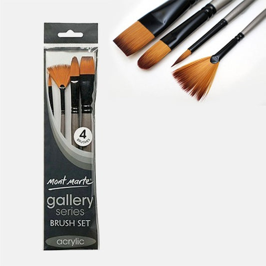 Mont Marte Gallery Series Brush Set Acrylic 4pce No.13 Default Title