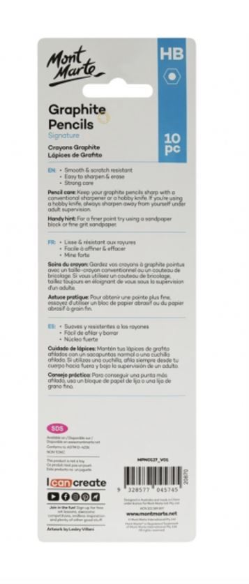 Mont Marte Graphite Pencils HB 10pc image 2