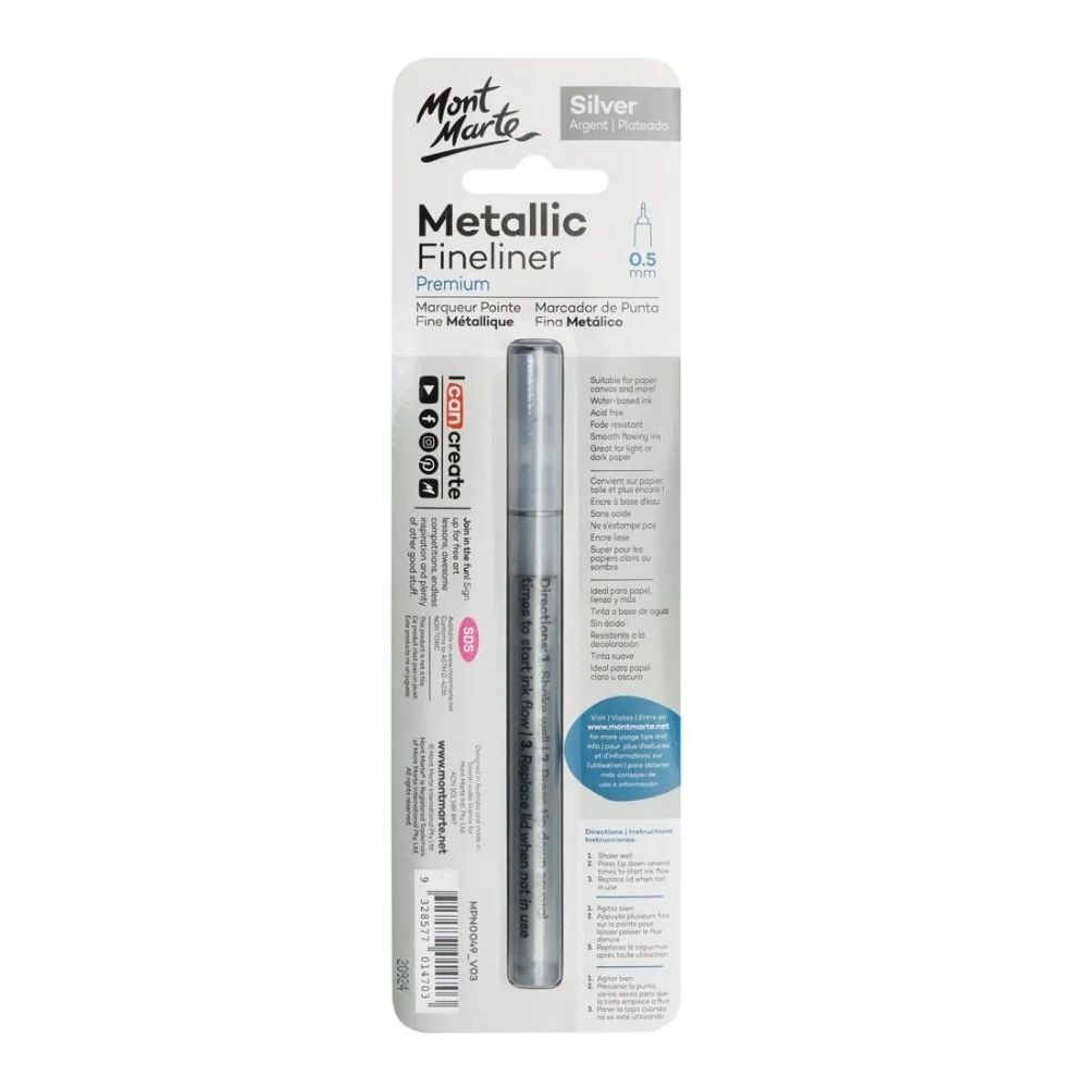 Mont Marte Metallic Marker Fine Point - Silver image 2