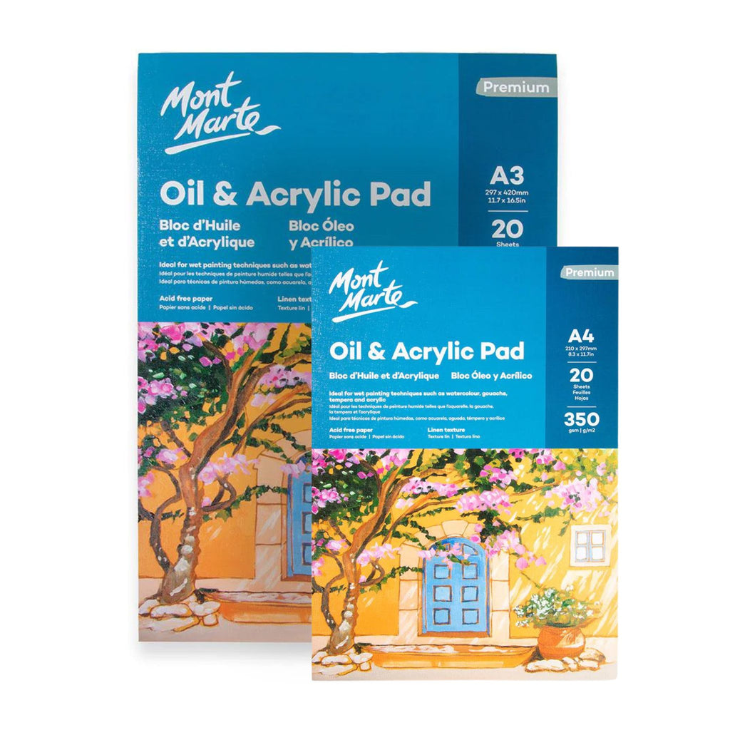 Mont Marte Oil + Acrylic Pad 350gsm 20 Sheets Art Shed Brisbane