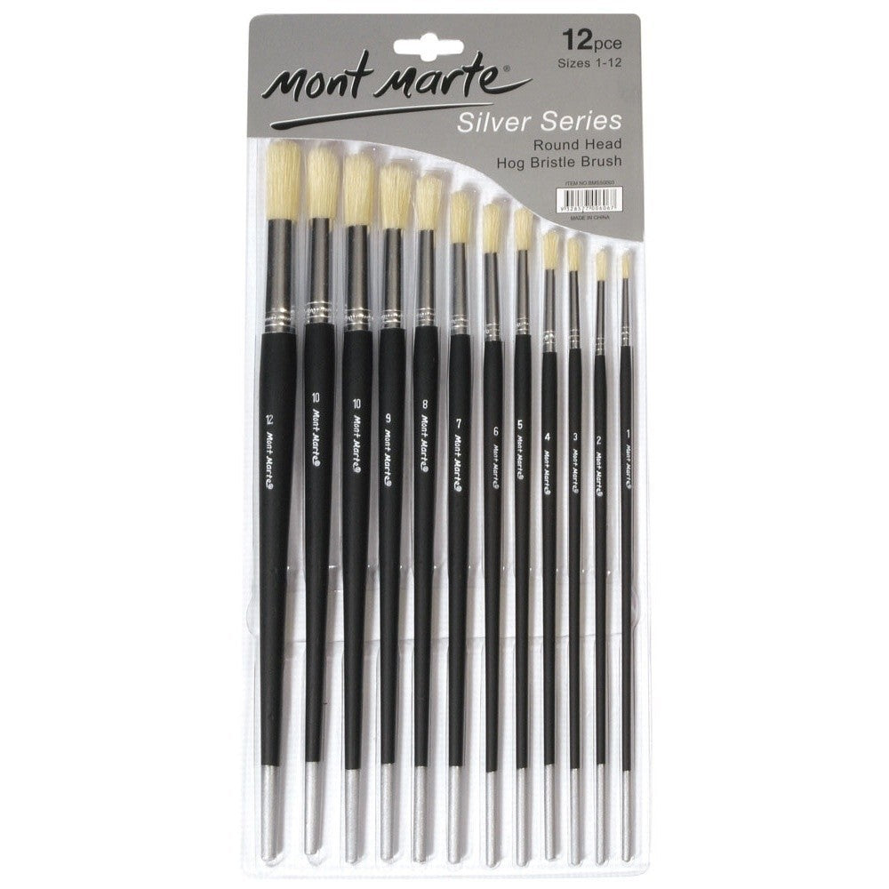Mont Marte Silver Series Artist Brushes 12pce Round 1-12