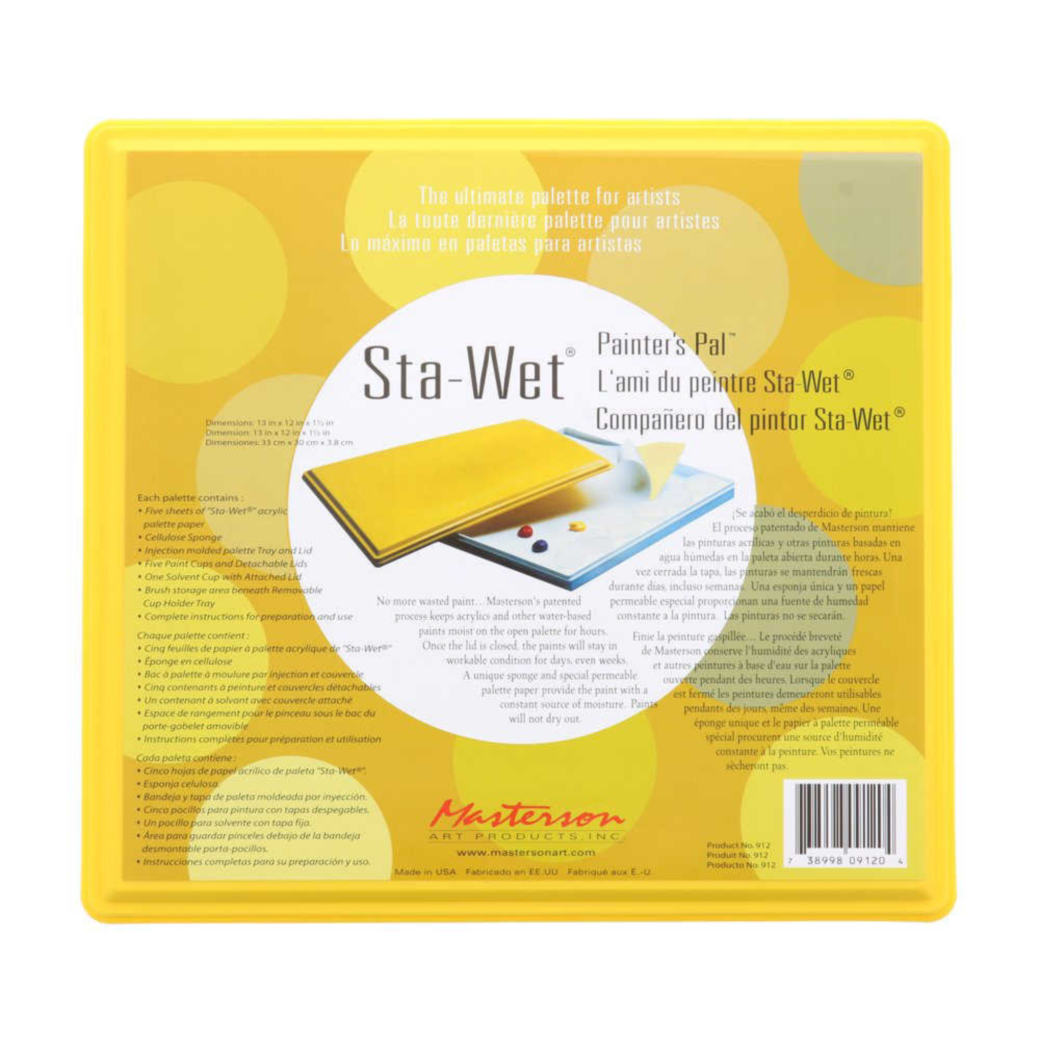 Masterson Sta-Wet Painters Pal – Professioneel Palet Voor Verven Op Waterbasis, Houdt Verf Dagenlang Vochtig, Incl. Spons & 5 Bekers, 33x30,5 Cm