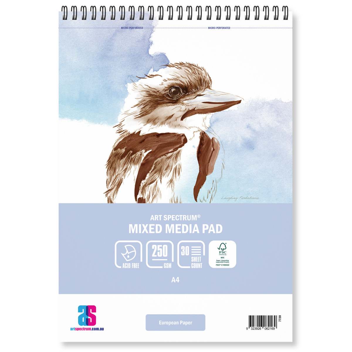 Art Spectrum Mixed Media Perforated Spiral Pad 250gsm 30 Sheets A4+