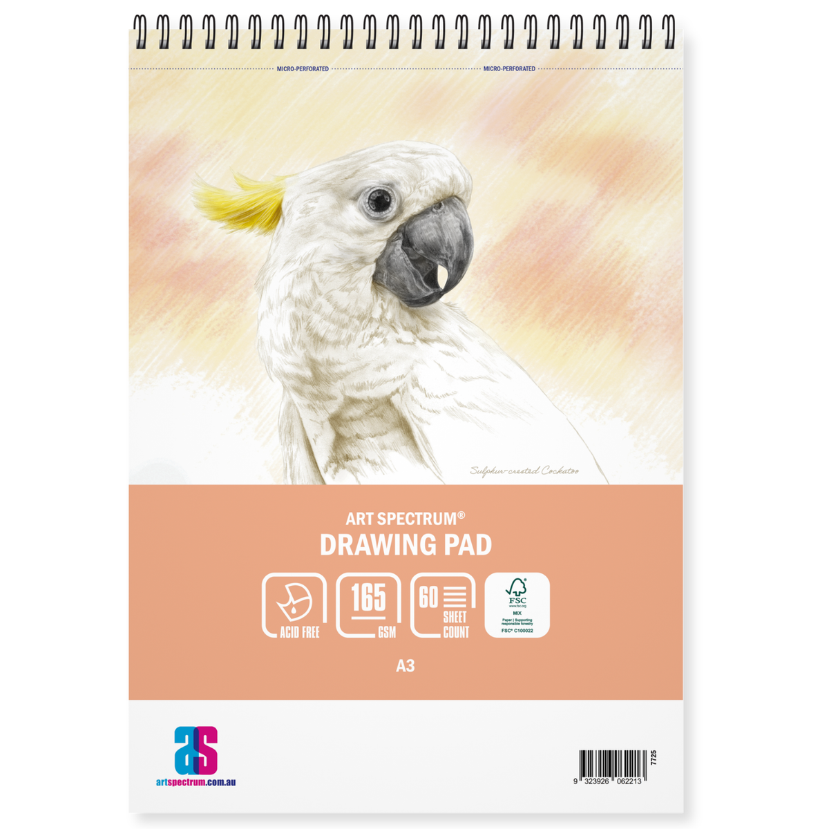 Art Spectrum Heavy Drawing Perforated Spiral Pad 165gsm 60 Sheets A3+