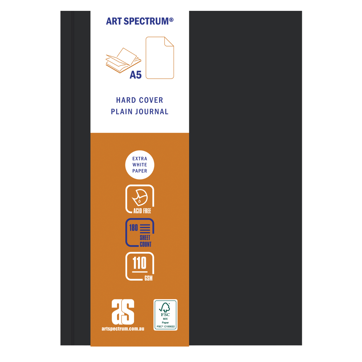 Art Spectrum Jumbo Black Hard Cover Visual Diary 110gsm 180 Sheets A5