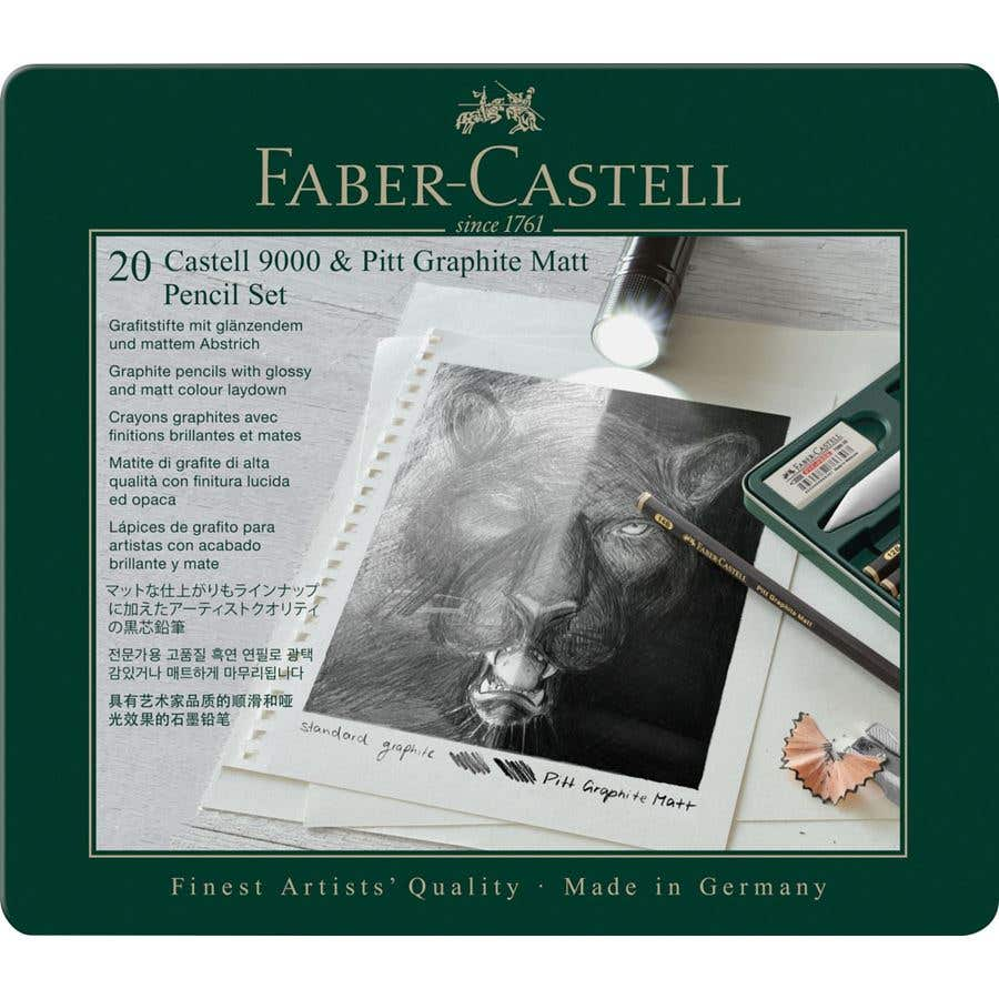 Faber-Castell Pitt Graphite Matt + Castell 9000 - Tin of 20