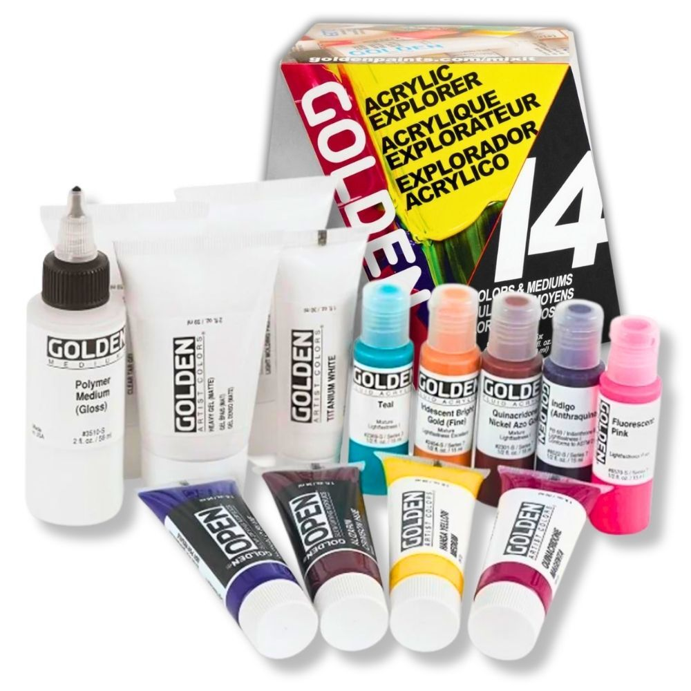 Golden Explorer Acrylic Paint Set - 14 Colours & Mediums