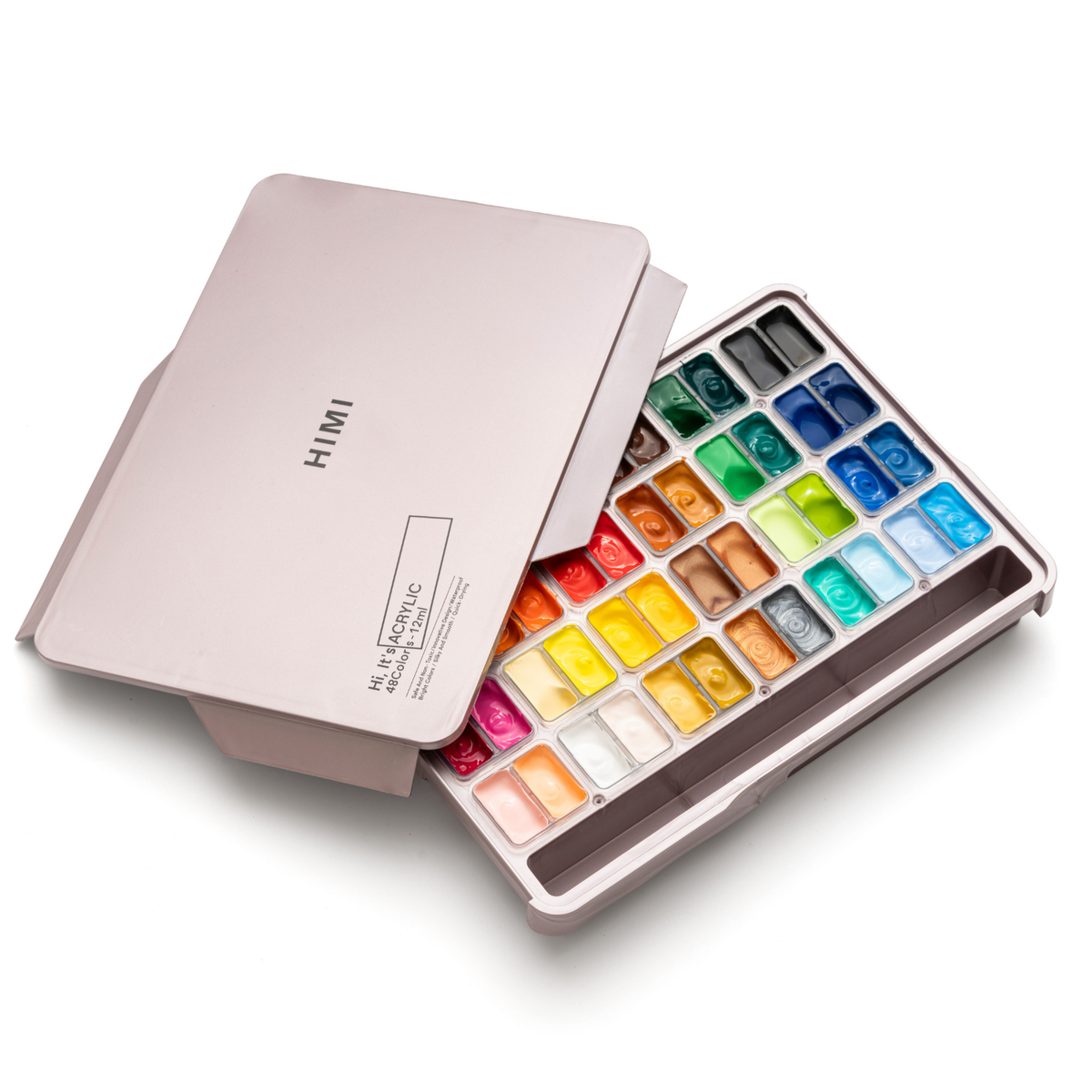 HIMI Twin Cup Jelly Acrylic Paint Set 48 x 12ml - Pink Metallic Case