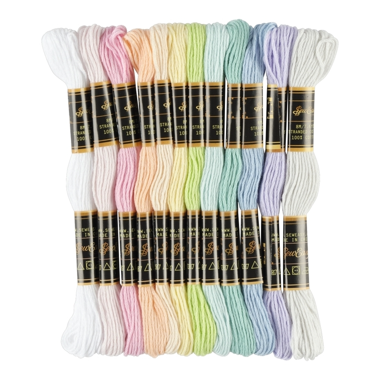 Sew Easy Embroidery Threads 8m x 12 Skein - Pastel