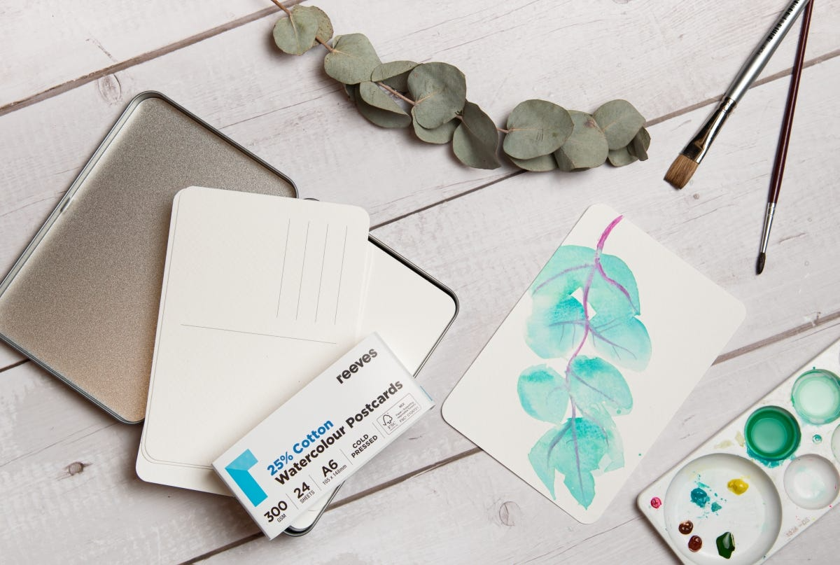 Reeves A6 Watercolour Postcard Tin of 24 sheets