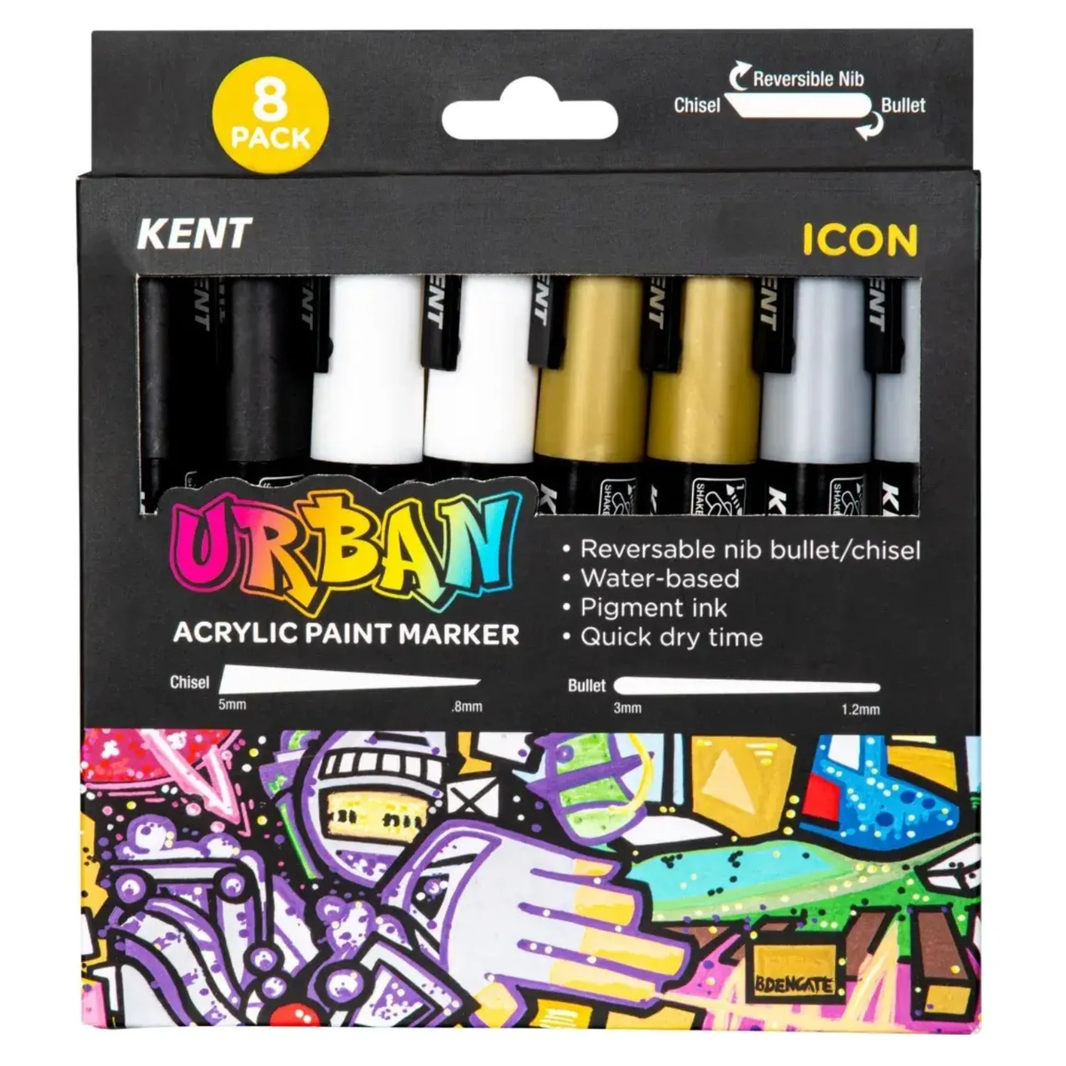 Kent Urban Acrylic Paint Marker 6mm Pk 8 - Icon